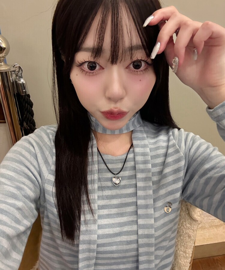 【❤️MADE/SET】ブローチ付きストライプＴシャツ SKY BLUE