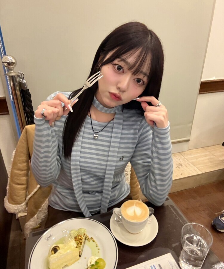 【❤️MADE/SET】ブローチ付きストライプＴシャツ SKY BLUE