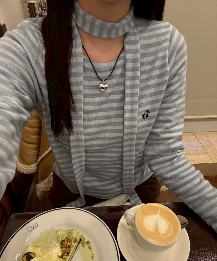 【❤️MADE/SET】ブローチ付きストライプＴシャツ SKY BLUE