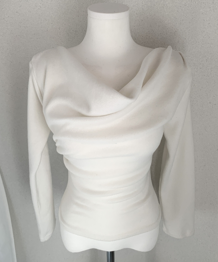 라라 드레이프 언발 셔링 긴팔 무지 블라우스 니트 티셔츠