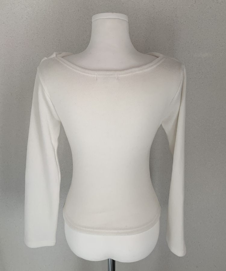 라라 드레이프 언발 셔링 긴팔 무지 블라우스 니트 티셔츠