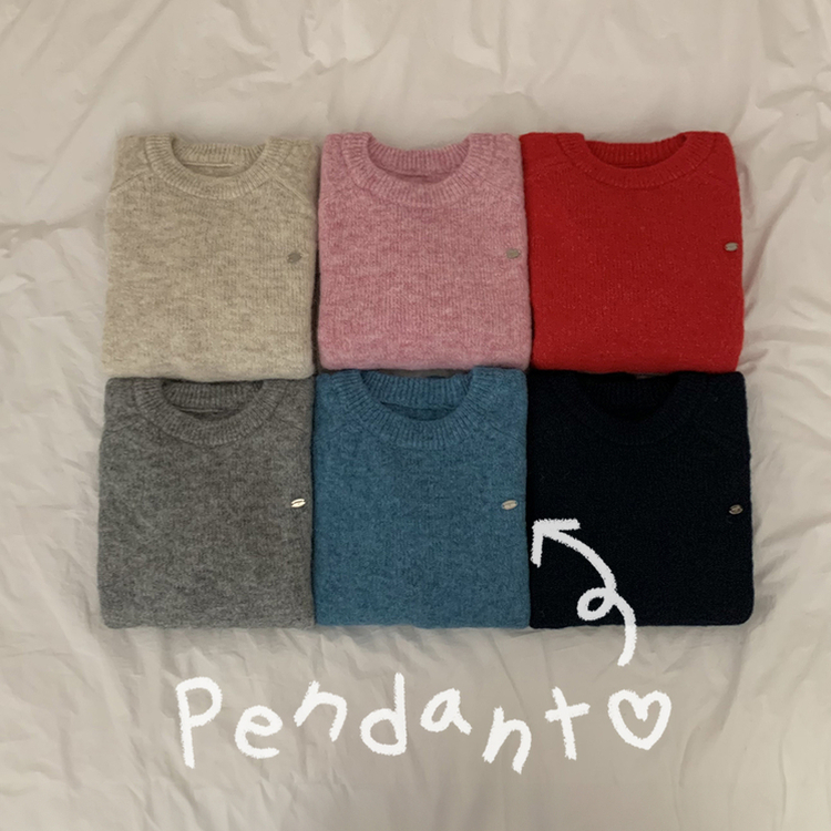 도톰 펜던트 아방핏 라운드넥 보카시 오트밀 알파카 겨울니트