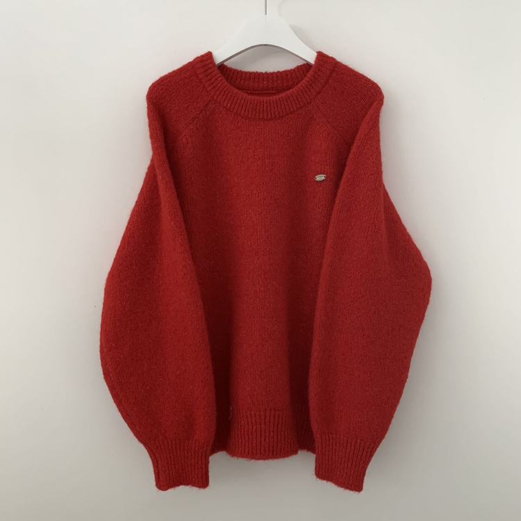 도톰 펜던트 아방핏 라운드넥 보카시 오트밀 알파카 겨울니트