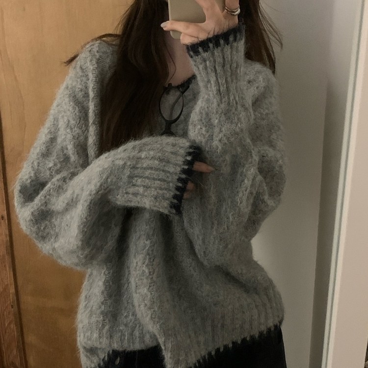 バイカラーVネックニット｜ニット｜韓国ファッション通販 SONA