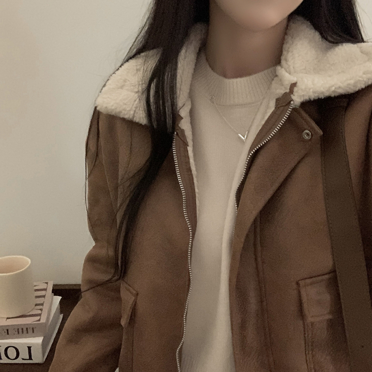 양털 뽀글이 긴팔 점퍼무스탕