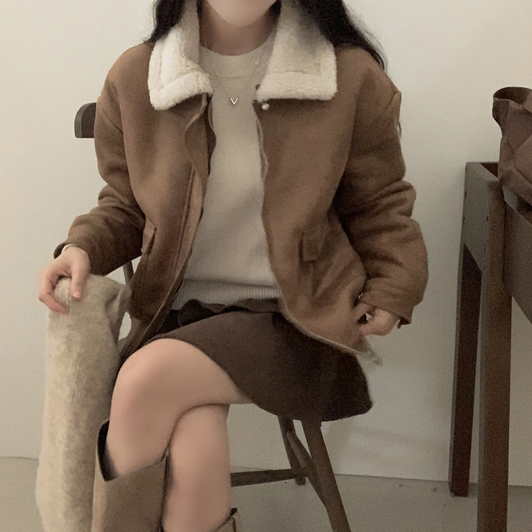 양털 뽀글이 긴팔 점퍼무스탕