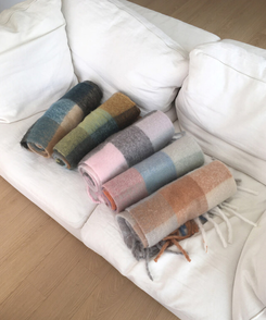 厚手チェックバイカラーロングマフラー(5color)