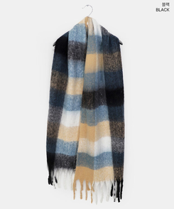 厚手チェックバイカラーロングマフラー(5color)