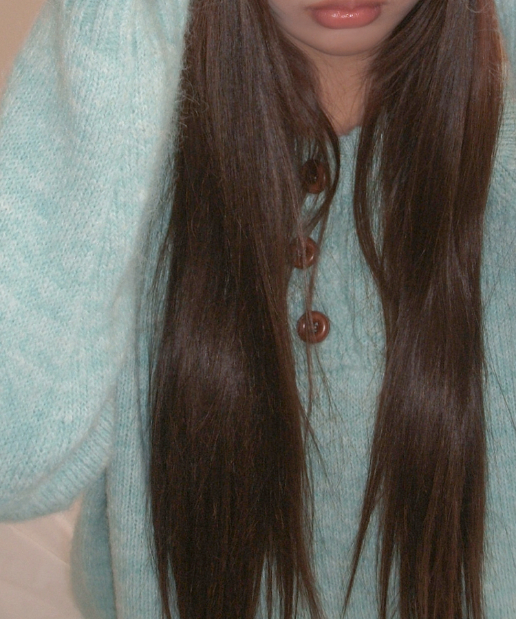 ヘンリーネックボタンオーバーニット SKY BLUE