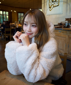 후드 양털 패딩 아이보리