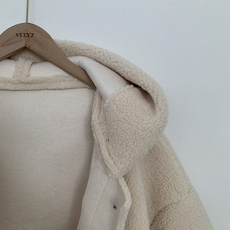 리얼왕오버핏 귀여운 양털 뽀글이 후드 하이넥 투버튼 떡볶이 더플 롱코트 빅사이즈