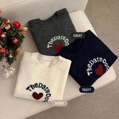 ハートラウンドレタリングニット