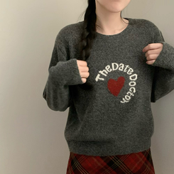 ハートラウンドレタリングニット CHARCOAL