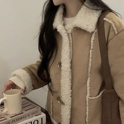 ウール裏地スエード厚手ムスタンジャケット BEIGE