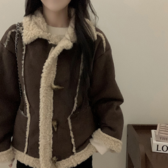 ウール裏地スエード厚手ムスタンジャケット CHESTNUT BROWN