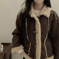 ウール裏地スエード厚手ムスタンジャケット CHESTNUT BROWN