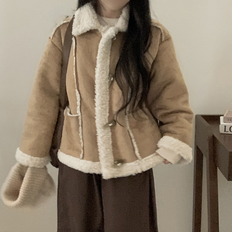 ウール裏地スエード厚手ムスタンジャケット BEIGE