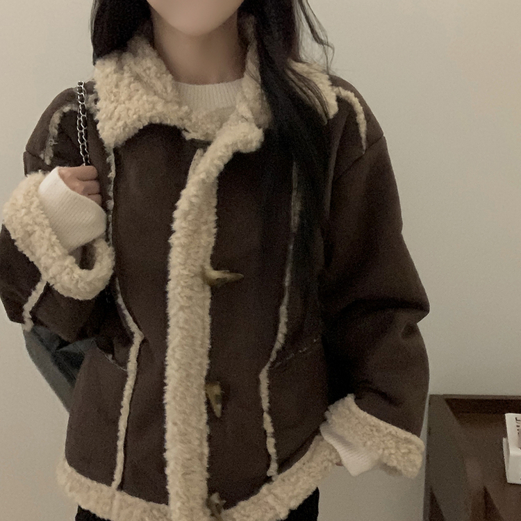 ウール裏地スエード厚手ムスタンジャケット CHESTNUT BROWN