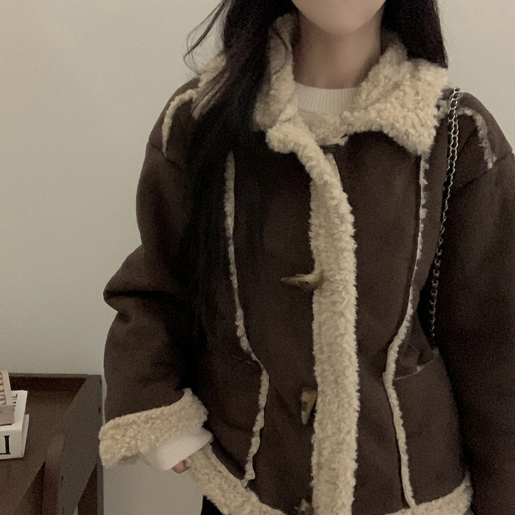 ウール裏地スエード厚手ムスタンジャケット CHESTNUT BROWN