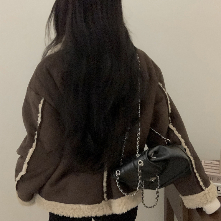 ウール裏地スエード厚手ムスタンジャケット CHESTNUT BROWN