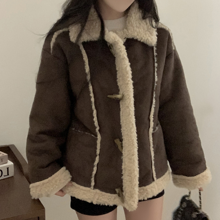 ウール裏地スエード厚手ムスタンジャケット CHESTNUT BROWN