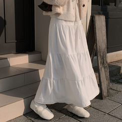 청순컨셉 담당2엘사 캉캉 롱 맥시 스커트 아이보리