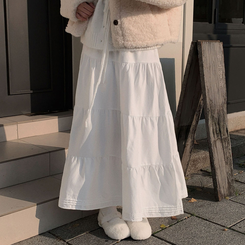 청순컨셉 담당2엘사 캉캉 롱 맥시 스커트 아이보리