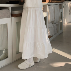 청순컨셉 담당2엘사 캉캉 롱 맥시 스커트 아이보리
