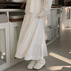 청순컨셉 담당2엘사 캉캉 롱 맥시 스커트 아이보리