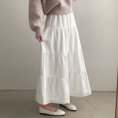 청순컨셉 담당2엘사 캉캉 롱 맥시 스커트 아이보리