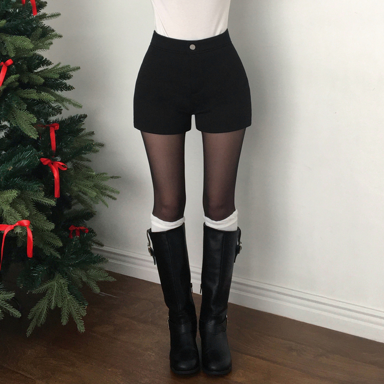 レザーバックルベルトウエスタンロングブーツ BLACK