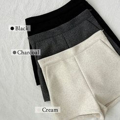 메이피 모직 사이드 지퍼 하이웨스트 숏 팬츠