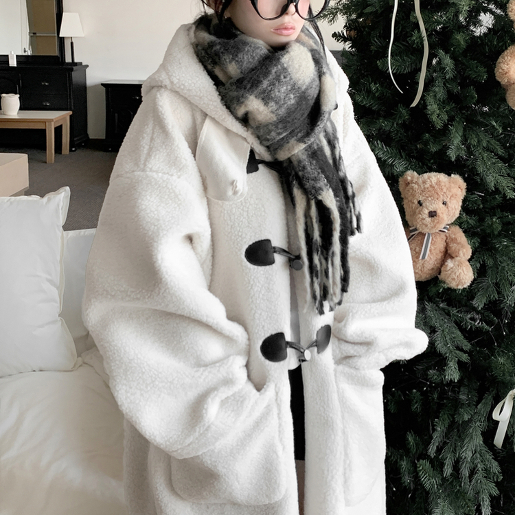 アンゴラ厚手チェックロングマフラー BLACK