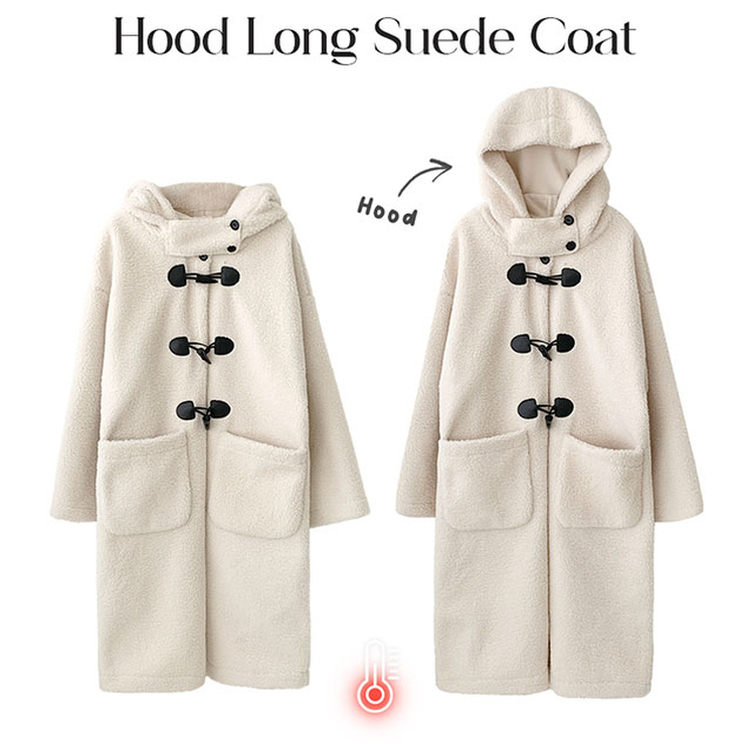 레포 양털 뽀글이 버클 후드 떡볶이 롱 무스탕 코트