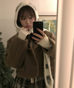 ストライプフードマフラー GREY