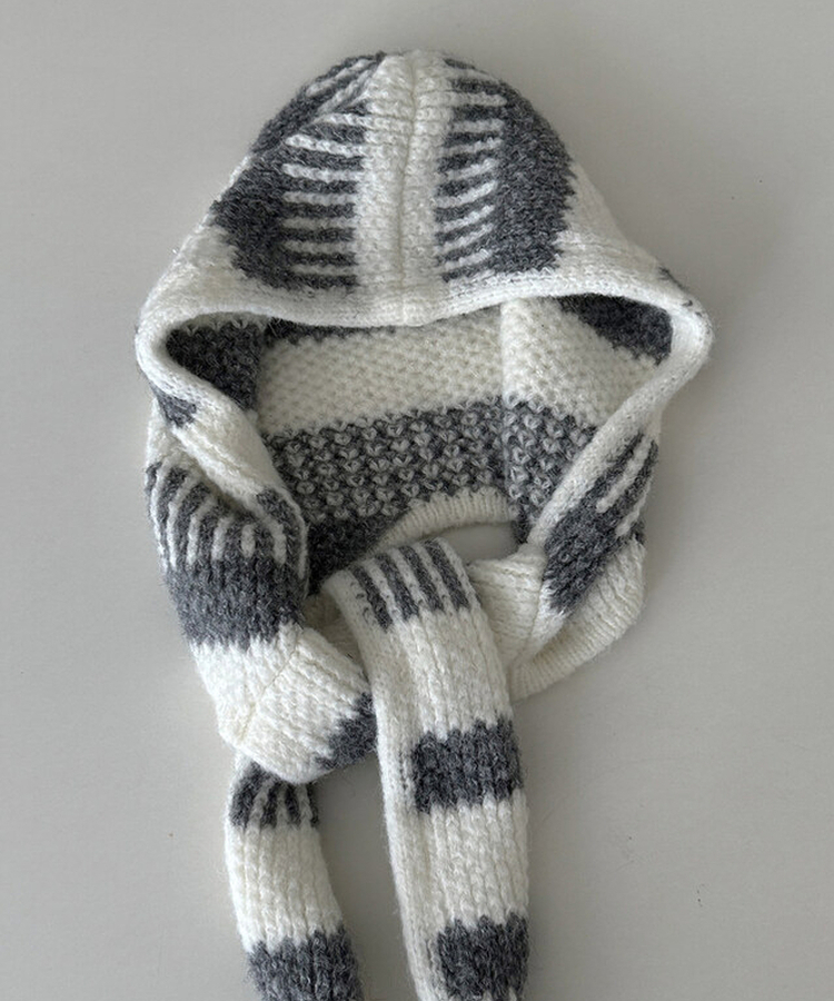 ストライプフードマフラー