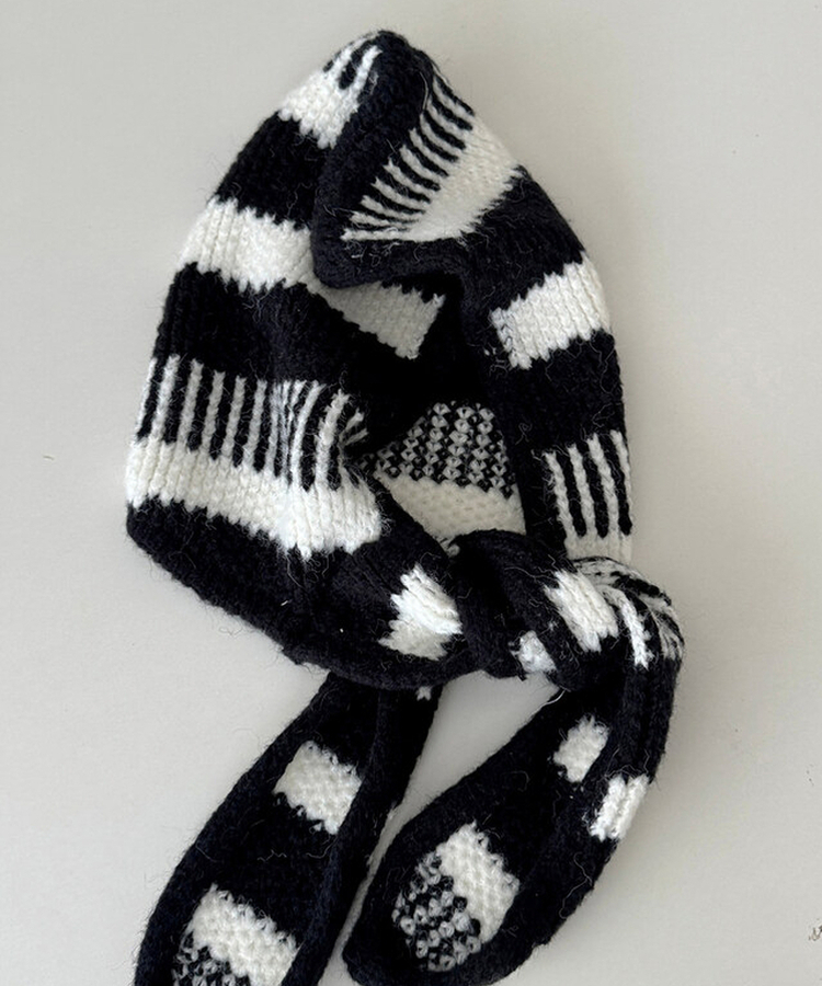 ストライプフードマフラー