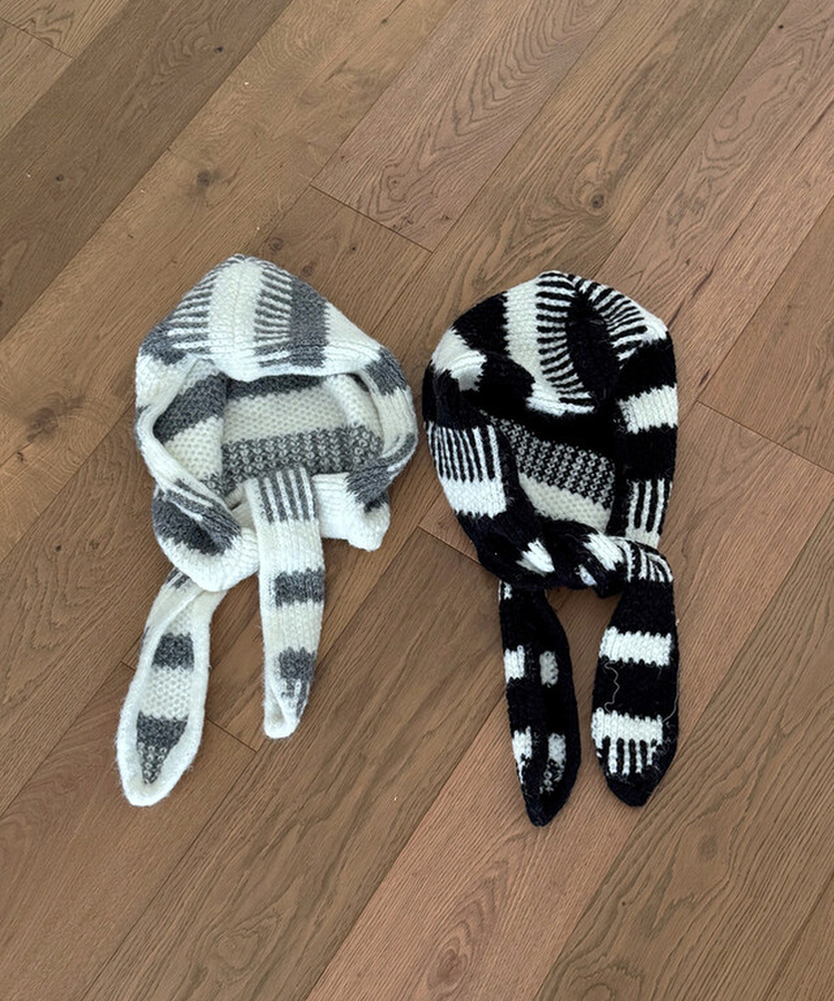 ストライプフードマフラー