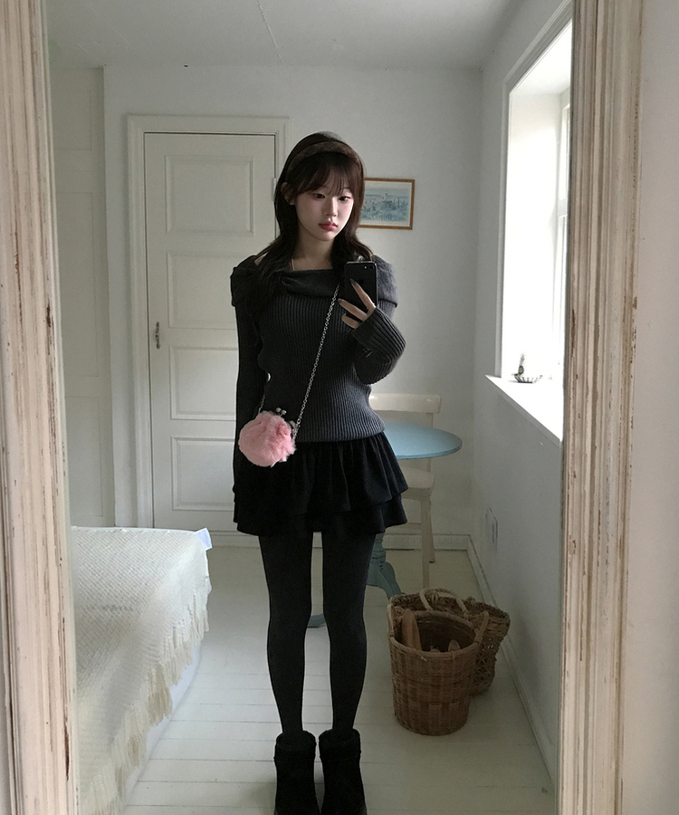 ベラリボンニット CHARCOAL