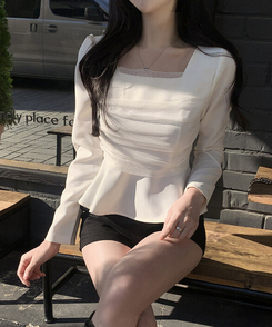 レースフレアブラウス IVORY