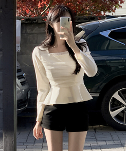 レースフレアブラウス IVORY