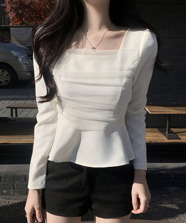 レースフレアブラウス IVORY