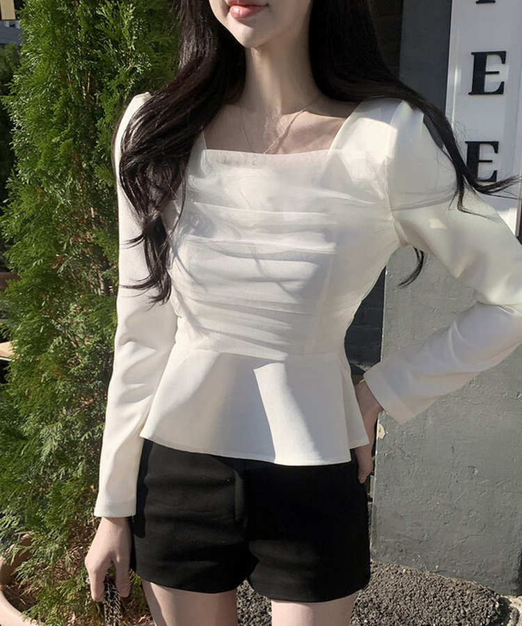 レースフレアブラウス IVORY