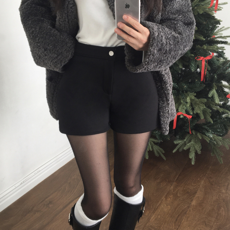 케루 슬림핏 스키니 스판 기본 베이직 하이웨스트 숏 이너 팬츠 반바지 블랙