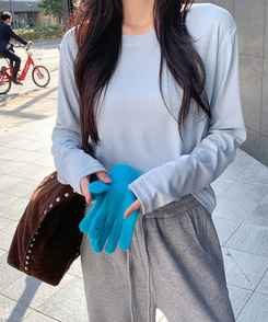 【起毛】ソフトラウンド長袖Tシャツ(6color) SOFT BLUE