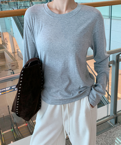 【起毛】ソフトラウンド長袖Tシャツ(6color) MELANGE GRAY