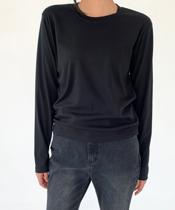 【起毛】ソフトラウンド長袖Tシャツ(6color) BLACK