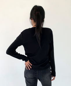 【起毛】ソフトラウンド長袖Tシャツ(6color) BLACK