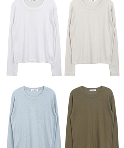 【起毛】ソフトラウンド長袖Tシャツ(6color)