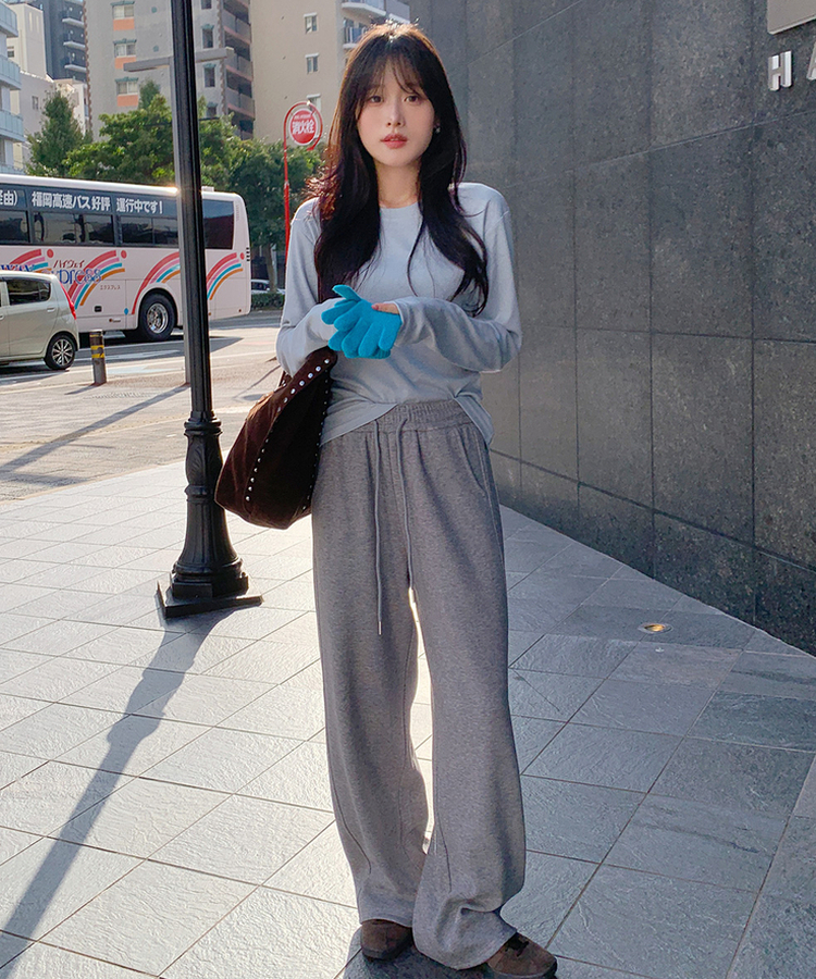 【起毛】ソフトラウンド長袖Tシャツ(6color) SOFT BLUE